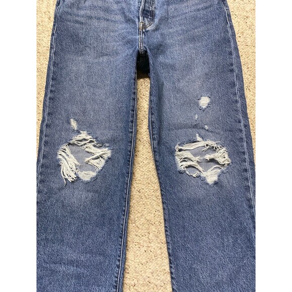 32 Levi's 90s High-Rise Buttonfly Ribcage Straight Ankle Crop Distressed - Picture 3 of 8